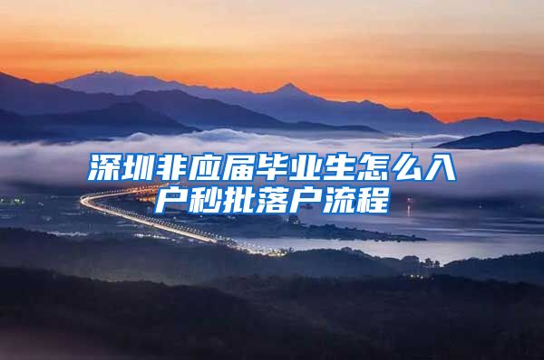 深圳非应届毕业生怎么入户秒批落户流程