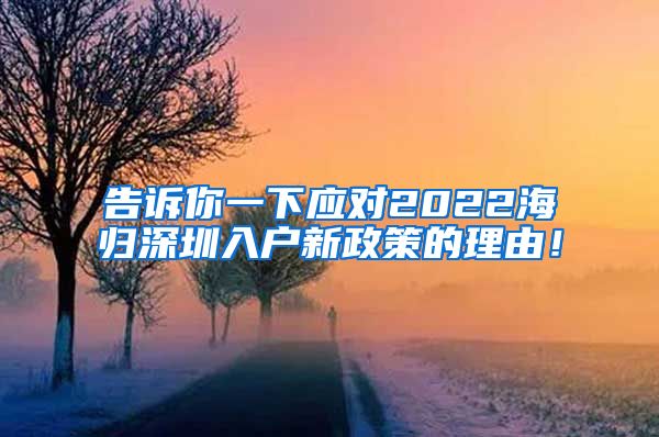 告诉你一下应对2022海归深圳入户新政策的理由！