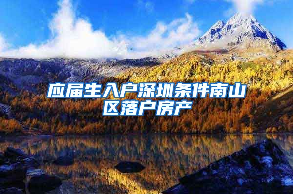应届生入户深圳条件南山区落户房产