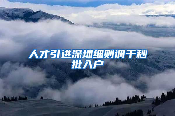 人才引进深圳细则调干秒批入户