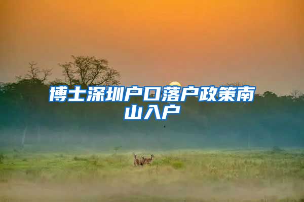 博士深圳户口落户政策南山入户