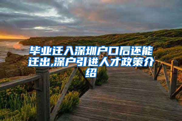 毕业迁入深圳户口后还能迁出,深户引进人才政策介绍