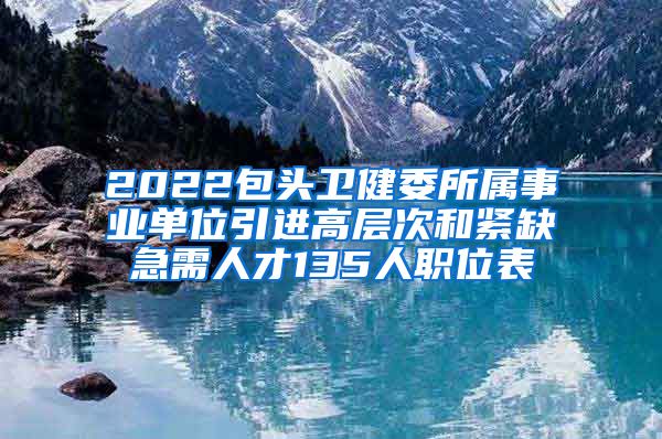 2022包头卫健委所属事业单位引进高层次和紧缺急需人才135人职位表