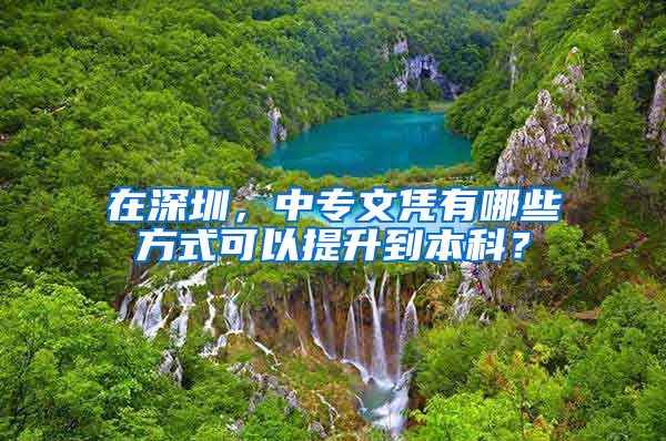 在深圳，中专文凭有哪些方式可以提升到本科？