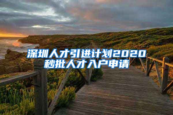 深圳人才引进计划2020秒批人才入户申请