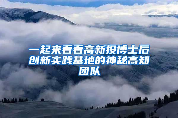 一起来看看高新投博士后创新实践基地的神秘高知团队