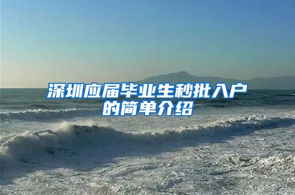 深圳应届毕业生秒批入户的简单介绍