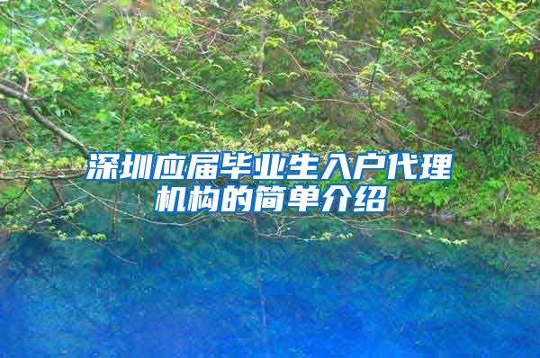 深圳应届毕业生入户代理机构的简单介绍