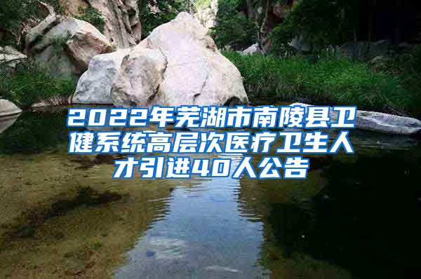 2022年芜湖市南陵县卫健系统高层次医疗卫生人才引进40人公告