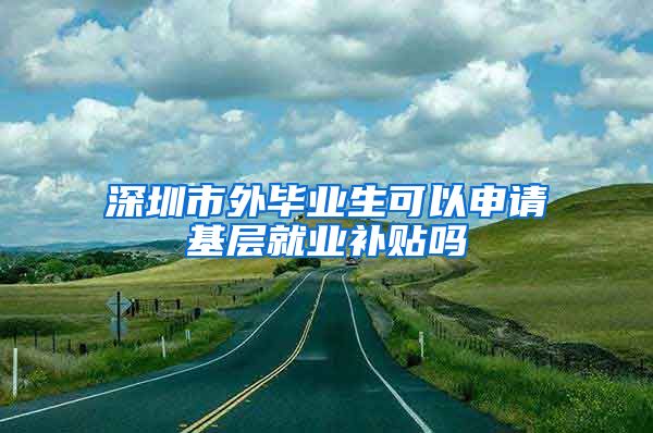 深圳市外毕业生可以申请基层就业补贴吗