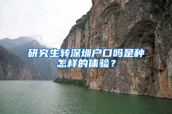 研究生转深圳户口吗是种怎样的体验？