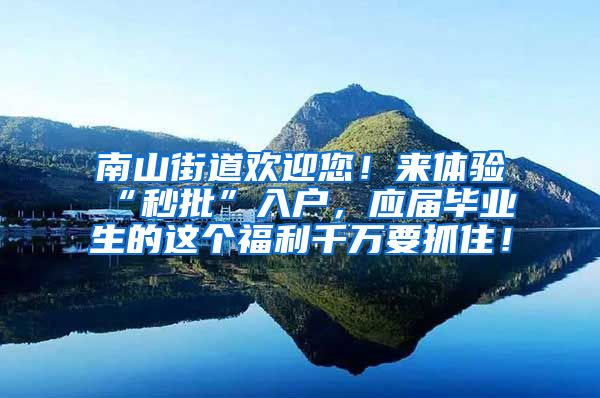 南山街道欢迎您！来体验“秒批”入户，应届毕业生的这个福利千万要抓住！