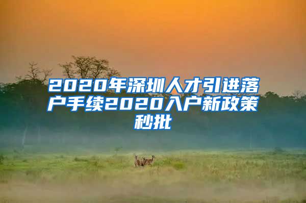 2020年深圳人才引进落户手续2020入户新政策秒批