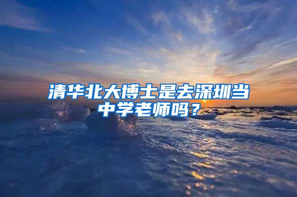 清华北大博士是去深圳当中学老师吗？