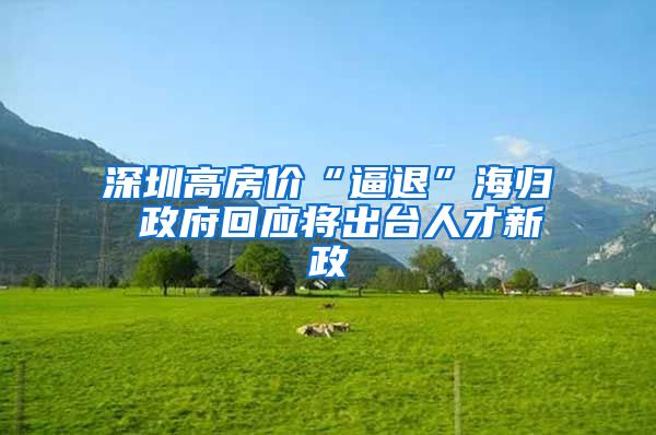 深圳高房价“逼退”海归 政府回应将出台人才新政