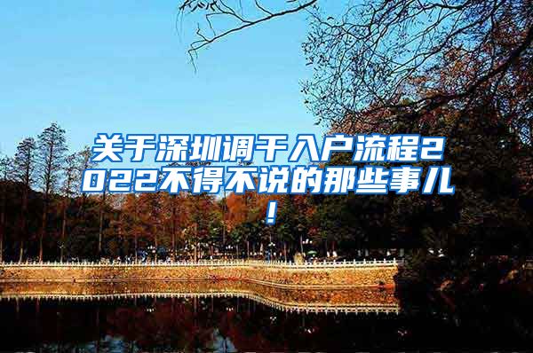 关于深圳调干入户流程2022不得不说的那些事儿！