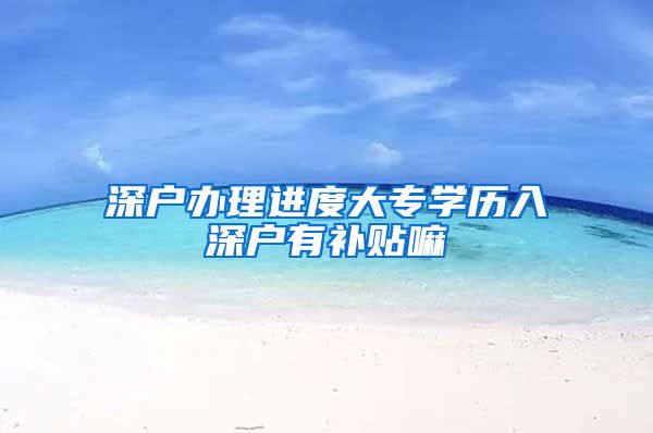 深户办理进度大专学历入深户有补贴嘛
