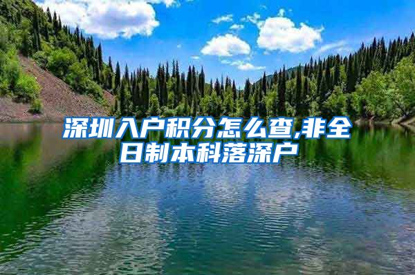 深圳入户积分怎么查,非全日制本科落深户