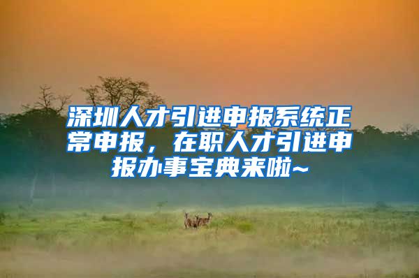 深圳人才引进申报系统正常申报，在职人才引进申报办事宝典来啦~