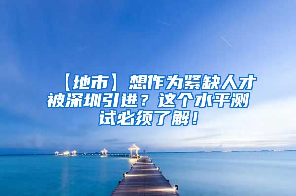 【地市】想作为紧缺人才被深圳引进？这个水平测试必须了解！