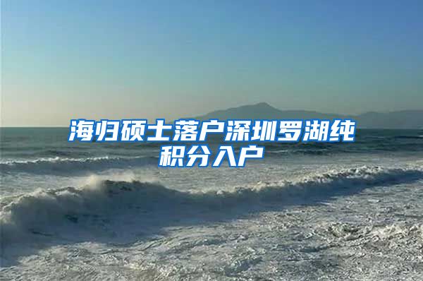 海归硕士落户深圳罗湖纯积分入户