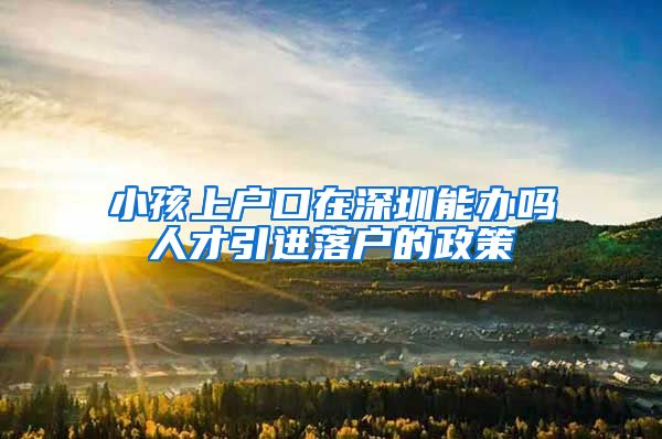 小孩上户口在深圳能办吗人才引进落户的政策