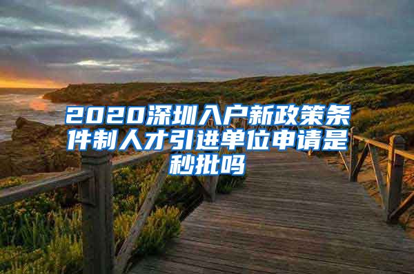 2020深圳入户新政策条件制人才引进单位申请是秒批吗