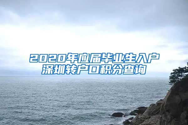 2020年应届毕业生入户深圳转户口积分查询