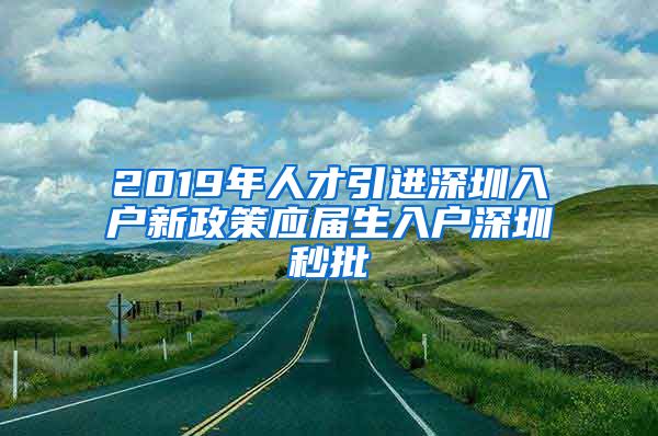 2019年人才引进深圳入户新政策应届生入户深圳秒批