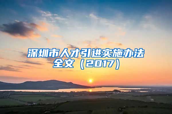深圳市人才引进实施办法全文（2017）