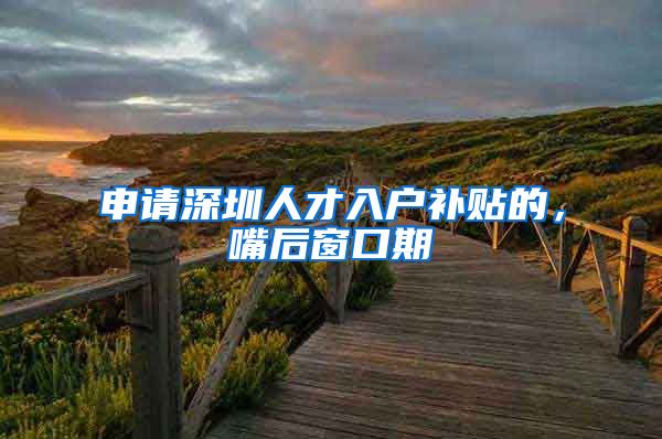 申请深圳人才入户补贴的，嘴后窗口期