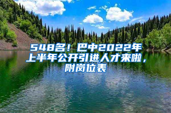 548名！巴中2022年上半年公开引进人才来啦，附岗位表