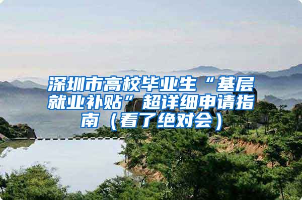 深圳市高校毕业生“基层就业补贴”超详细申请指南（看了绝对会）
