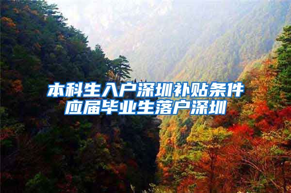 本科生入户深圳补贴条件应届毕业生落户深圳