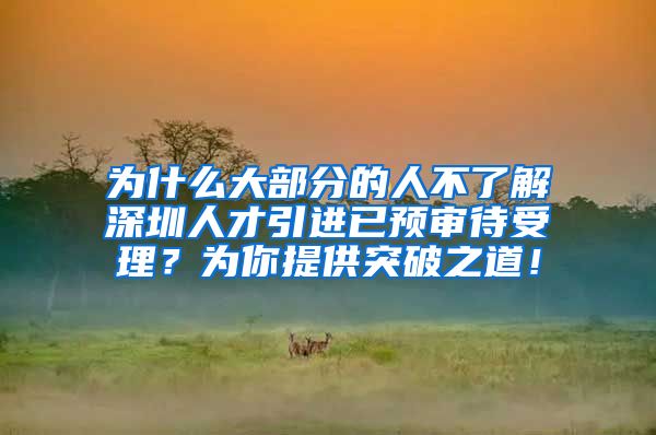 为什么大部分的人不了解深圳人才引进已预审待受理？为你提供突破之道！