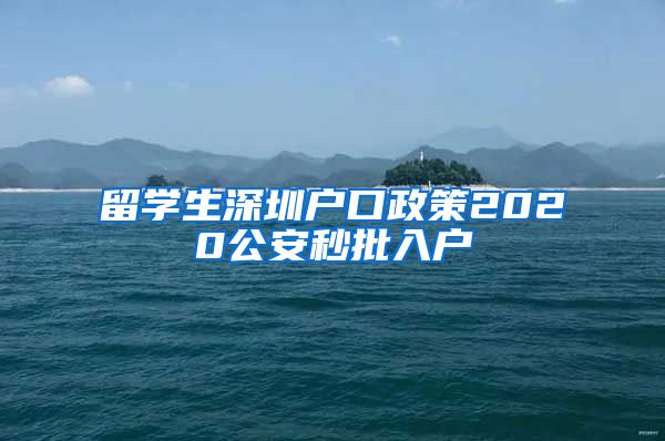 留学生深圳户口政策2020公安秒批入户