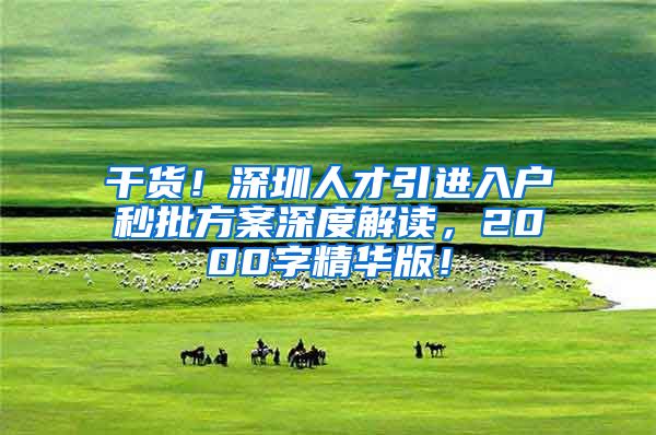 干货！深圳人才引进入户秒批方案深度解读，2000字精华版！