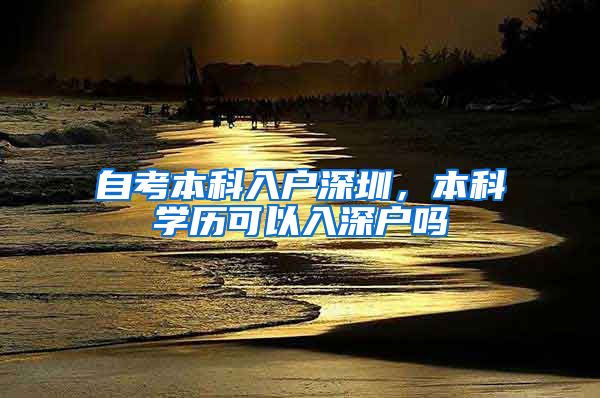 自考本科入户深圳，本科学历可以入深户吗