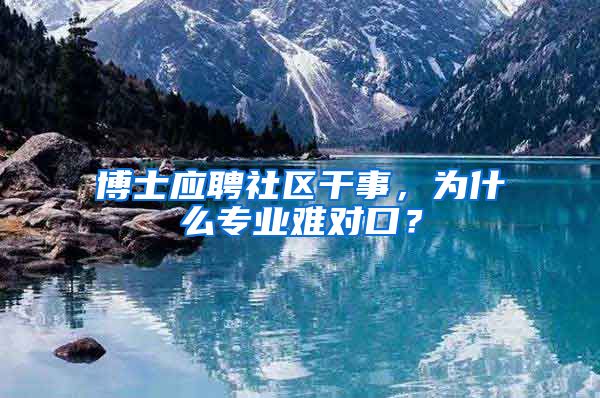 博士应聘社区干事，为什么专业难对口？