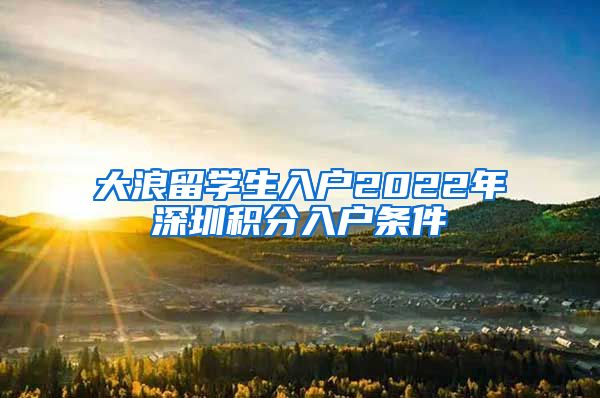 大浪留学生入户2022年深圳积分入户条件