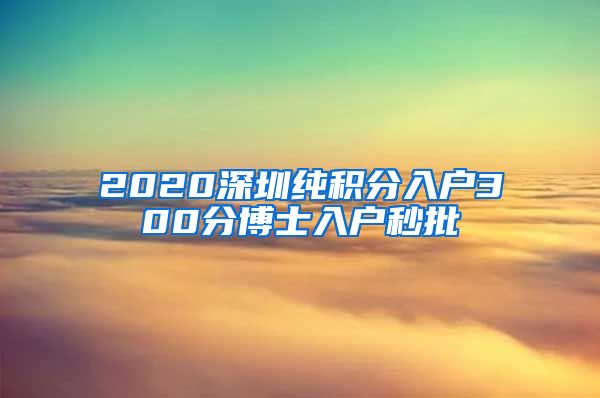 2020深圳纯积分入户300分博士入户秒批