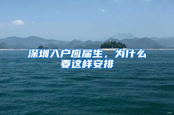 深圳入户应届生，为什么要这样安排