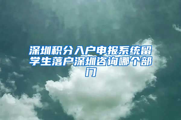 深圳积分入户申报系统留学生落户深圳咨询哪个部门