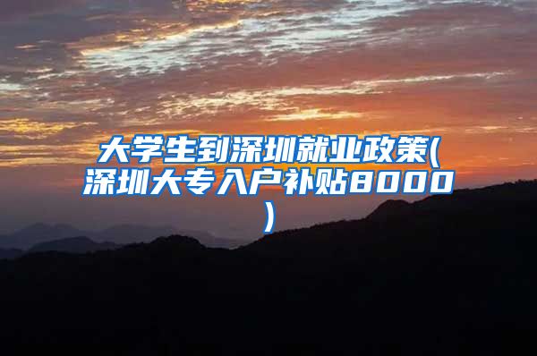 大学生到深圳就业政策(深圳大专入户补贴8000)