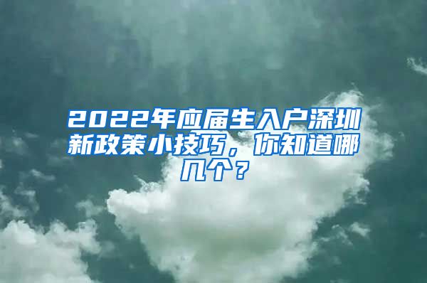 2022年应届生入户深圳新政策小技巧，你知道哪几个？