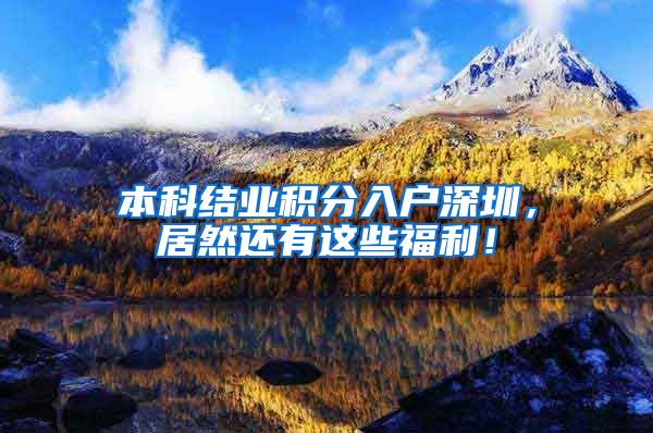 本科结业积分入户深圳，居然还有这些福利！