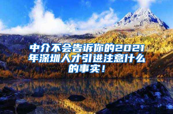 中介不会告诉你的2021年深圳人才引进注意什么的事实！