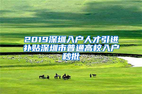 2019深圳入户人才引进补贴深圳市普通高校入户秒批