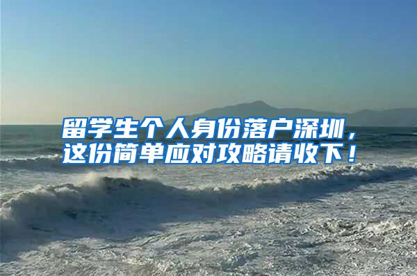 留学生个人身份落户深圳，这份简单应对攻略请收下！