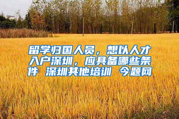 留学归国人员，想以人才入户深圳，应具备哪些条件 深圳其他培训 今题网